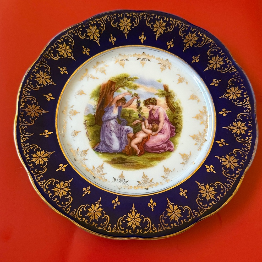 Victoria Austria porcelain Angelica Kauffman Fragonard style scenes plate 7”
